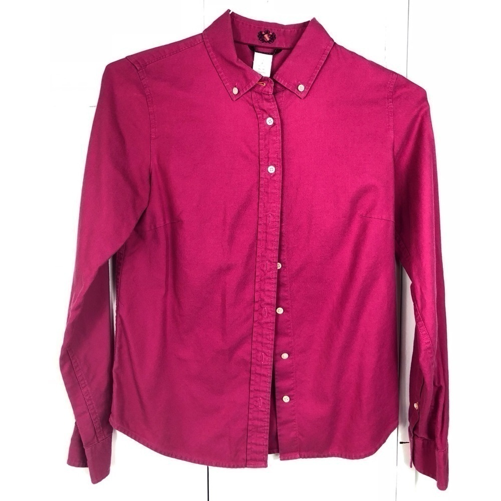 J CREW PINK OXFORD SHIRT, PINK COTTON LONG-SLEEVE SHIRT